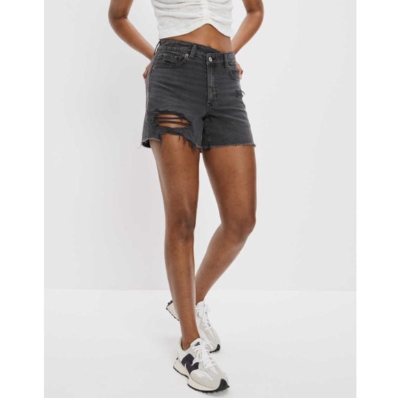 NEW AE Denim Highest Waist Baggy Short in Black - size 20 - Picture 2 of 5